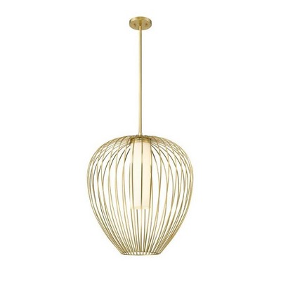 Modern Gold 22" Glass Pendant Light with Opal Shade