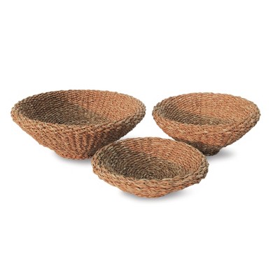 Plum & Post Seagrass Shallow Tapered Baskets, Set Of 3