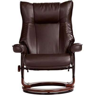 Java Brown Faux Leather Swivel Recliner with Ottoman