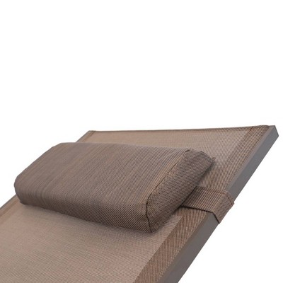 Brown Aluminum Adjustable Outdoor Chaise Lounge with Cushion