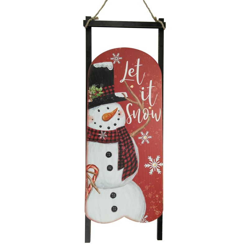 Northlight 21.75" LED Lighted 'Let it Snow' Snowman Sled Christmas Wall Sign, 1 of 5