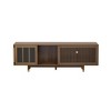Bella Depot 74''W Mid-Century Modern TV Stand 2 in 1 PET Walnut TV Stand Cat house With Sliding door - 4 of 4