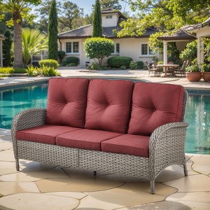 Gymojoy Outdoor 3-Seat Sofa PE Wicker Sofa Patio Sofa Couch - 1 of 4