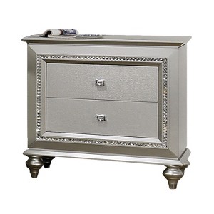 Gulches Champagne Finish Nightstand 30 Inches High 2 Drawers Retro Wooden Legs - 1 of 4