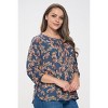 WEST K Women's Plus Size Sophia Three Quarter Sleeve Blouse - 2 of 4