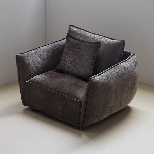44" Chenille Minimalist Upholstered Armchair Sofa with Solid Wood Frame - 1 of 3