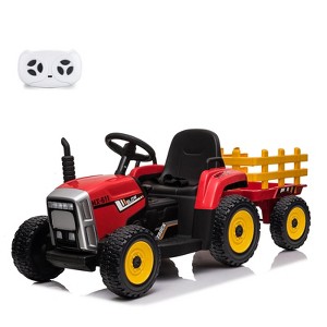 12V 25W/35W Ride On Tractor with Trailer & Remote Control, LED Headlights, Toddler Electric Car, Speed 5mph, 3-6 Years - 1 of 4