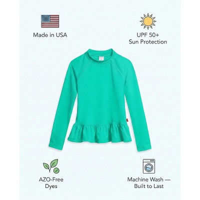 City Threads Swim Peplum UPF 50+ Long Sleeve Girls Rashguard Tee | Aqua - 6Y — фото 4