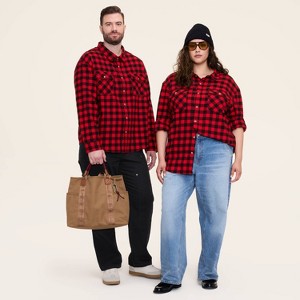 Adult Buffalo Check Long Sleeve Button-Down Flannel Shirt - Woolrich x Target Red/Black - 1 of 4