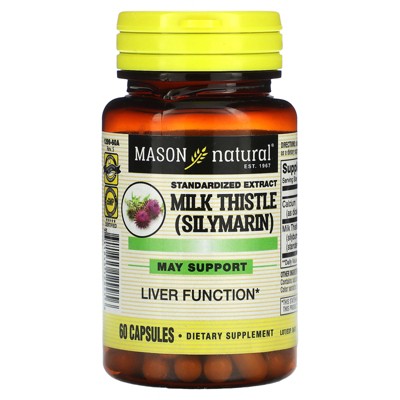 Mason Natural Milk Thistle (Silymarin), Standardized Extract, 60 Capsules