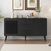 58.2" Modern Style Sideboard with 2 Doors and 3 Drawers, Unique Hollow Door Design 4A - ModernLuxe - 2 of 4