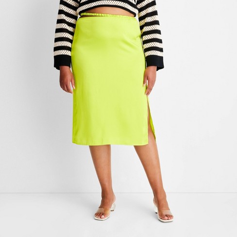 Women's Side Cut Out Midi Skirt - Future Collective™ with Alani Noelle  Lemon Yellow 22