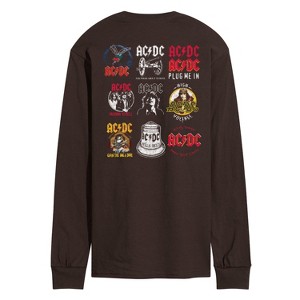 Men's AC/DC Logo Grid Long Sleeve Graphic T-Shirt - Dark Brown - Medium ...