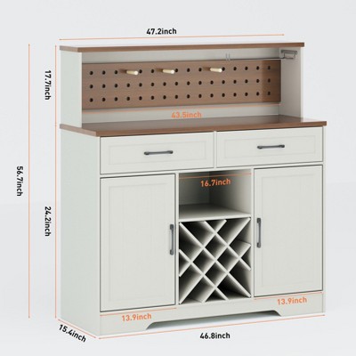 Two-door, three-drawer high-sideboard cabinet 01 US standard, dark walnut panel with white cabinet body