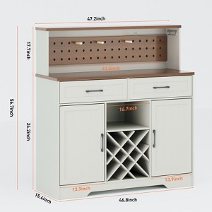 Two-door, three-drawer high-sideboard cabinet 01 US standard, dark walnut panel with white cabinet body - 1 of 4