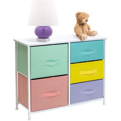 Sorbus  Dresser with 5 Drawers - Storage Chest Organizer with Steel Frame, Wood Top, Handles, Fabric Bins