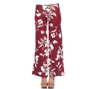 Women's Flower Printed Palazzo Pants - White Mark - 1 of 3