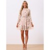 INSPIRE CHIC Women's Floral Long Sleeve Mock Neck Ruffle Layered Smocked Mini Dress - 3 of 4