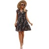 Clearlove Women's Babydoll Mini Dress Summer V Neck Sleeveless Flutter Sleeve Boho Floral Flowy Shift Short Dress. - 4 of 4