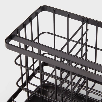 Top of Kitchen Sink Sponge Brush and Caddy Organizer Black - Brightroom™