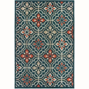 Oriental Weavers Latitude 709B3 Teal/ Orange Indoor/Outdoor Area Rug - 5'3" x 7'3" - 1 of 1