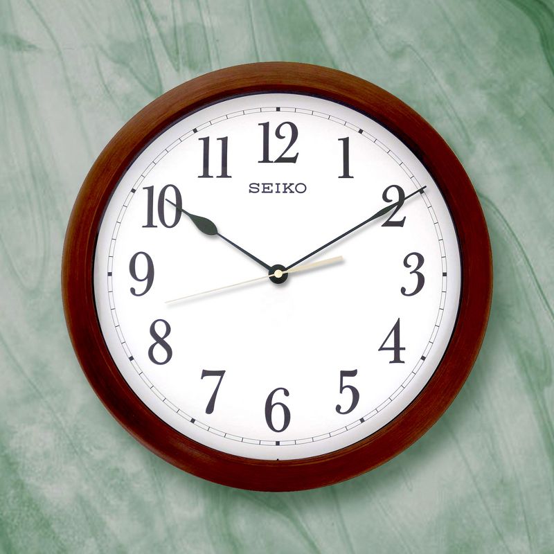 Seiko 16" Numbered Wooden Finish Wall Clock - Brown, 2 of 7
