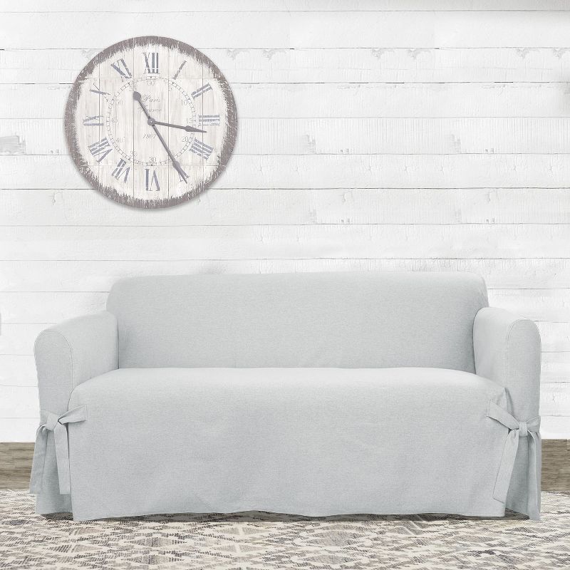Farmhouse Basketweave Loveseat Slipcover - Sure Fit, 3 of 5