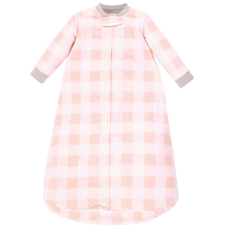 Hudson Baby Infant Girl Long-Sleeve Fleece Sleeping Bag, Gray Pink Snowflake, 0-9 Months, 4 of 5