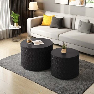 NicBex Modern Round Nesting Coffee Table Set of 2 with Honeycomb Design for Living Room and Bedroom - 1 of 4