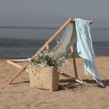 Diamond Weave Pestemal Turkish Cotton Beach Towel Soft Aqua