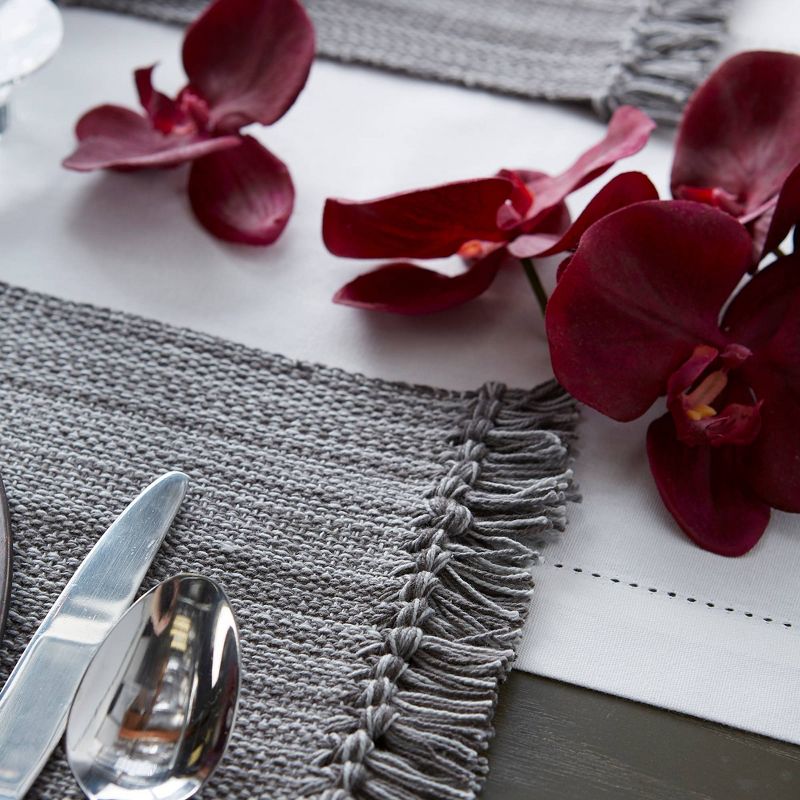 Gray Fringe Variegated Placemats (Set Of 6) - Design Imports, 3 of 10