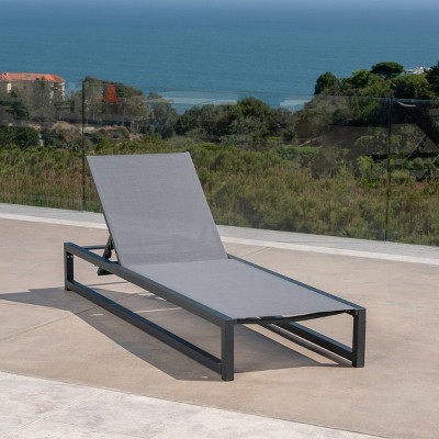 Modesta Aluminum Chaise Lounge - Black/Gray - Christopher Knight Home