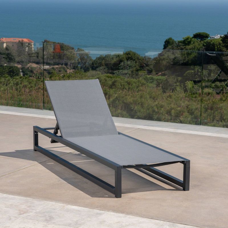 Modesta Aluminum Chaise Lounge - Black/Gray - Christopher Knight Home, 1 of 6