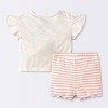 Baby Girls' 2pc Dog Floral T-Shirt Shirt & Bike Shorts Set - Cloud Island™ Cream - 2 of 4