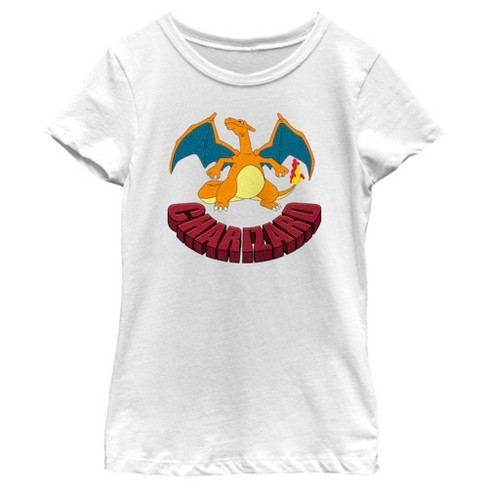 Girl's Pokemon Charizard Portrait T-shirt - White - Large : Target