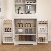 LunaLulinlk White Buffet Cabinet with Hutch - Modern Farmhouse Kitchen Storage Sideboard, Coffee Bar Station or Liquor - 3 of 4