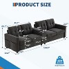 Faux Leather 4-Seater Sectional Sofa with Wireless/USB Charging, Cup Holders, Storage Console, Cloud Deep Seat Couch for Living Room, Reception Room - 2 of 4