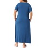 Agnes Orinda Women's Plus Size V Neck Short Sleeve Slit with Pockets Soft Long Nightgowns - 4 of 4