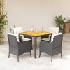 vidaXL - 5 Piece Patio Dining Set - Black/Cream Poly Rattan with Cushions and Acacia Wood Top for Outdoor, Garden, Patio - 2 of 4