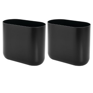 iDesign Set of 2 Small Oval Plastic Bathroom Trash Cans - 1 of 4