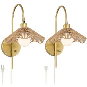 Possini Euro Design Possini Euro Primrose 17 1/4" H Brass Plug-In Wall Lamp Set of 2 - 1 of 4
