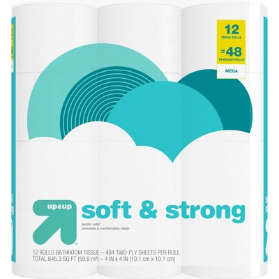 Soft & Strong Septic Safe Toilet Paper - 12 Mega Rolls - up & up™