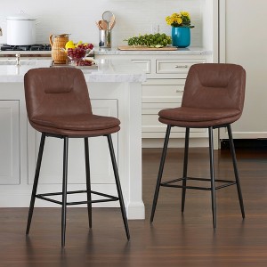 Arceso 1PC 26 Inch Bar Stools, Double-Layer Upholstered Counter Height Bar Stools for Kitchen Island, Faux Leather Barstools with Back and Footrest - 1 of 4