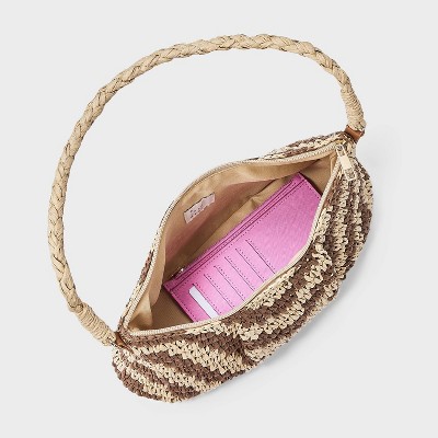 A New Day Hand Crocheted Straw Shoulder Bag - A New Day™ Brown — фото 4