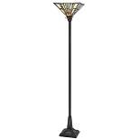 72" Metal/Resin Torchiere Floor Lamp with Tiffany Stained Glass Shade Dark Bronze - Cal Lighting