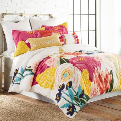 Full/Queen Multicolor Cotton Floral Comforter Set