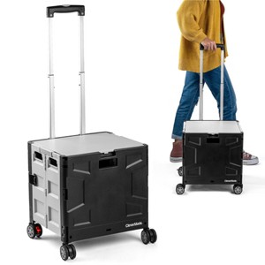 CleverMade 35L Wheeled Trolley Crate 4 Wheels Black/Cream - 1 of 4