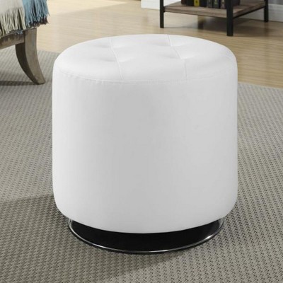 Sapphtopaz 17.75" Modern Swivel Ottoman with PU Leather Upholstered Round Foot Stool with Tufted Top Small Vanity Stool for Living Room,Bedroom