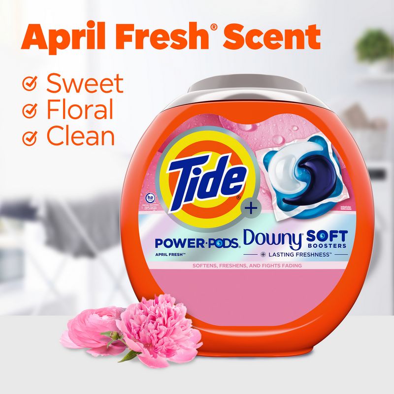Tide April Fresh Power Pods with Downy HE Compatible Laundry Detergent Pacs, 4 of 11