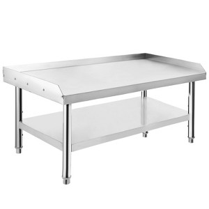 Equipment Grill Stand Table|Stainless Steel -1000 lbs Top Shelf, 220 lbs Bottom Shelf|Adjustable Legs with 2"Edge Baffle|Ideal for Kitchens - 1 of 4